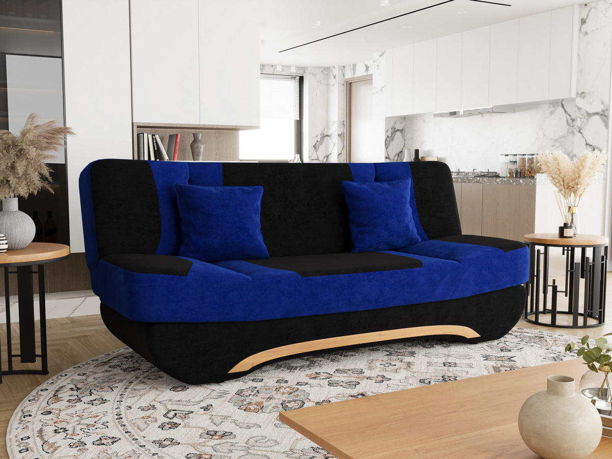 SOFA Boat mit Schlaffunktion - Blau/Schwarz, Textil (190/95/80cm) - SIMKAM Furniture