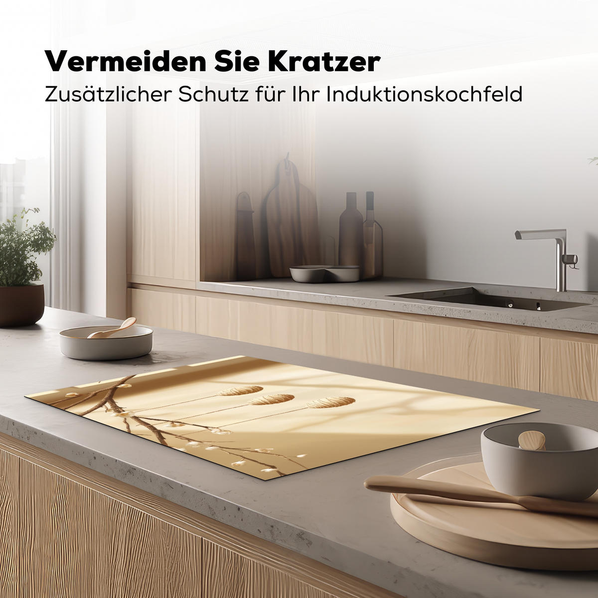 HERDABDECKPLATTE Beige - Osterkuchen - Eier Ceranfeldabdeckung 78x52 cm - Beige, Kunststoff (78/52/0.2cm) - MuchoWow