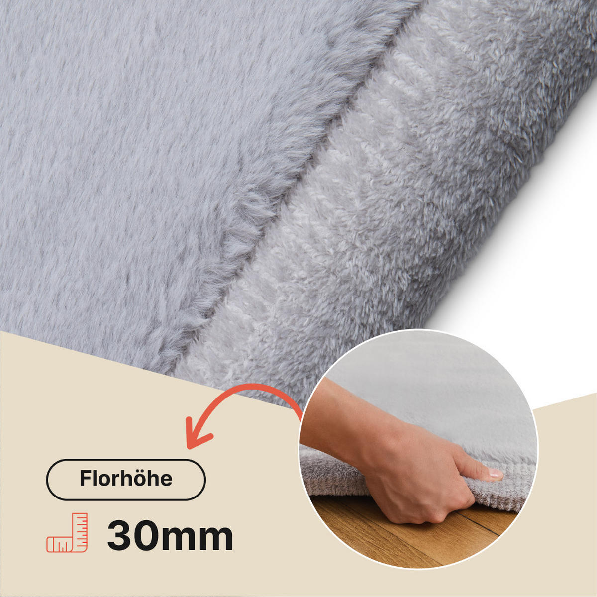 KINDERTEPPICH FLUFFIN hellgrau kuschelig waschbar 150/200 cm - Hellgrau, Textil (150/200cm) - Tapiso