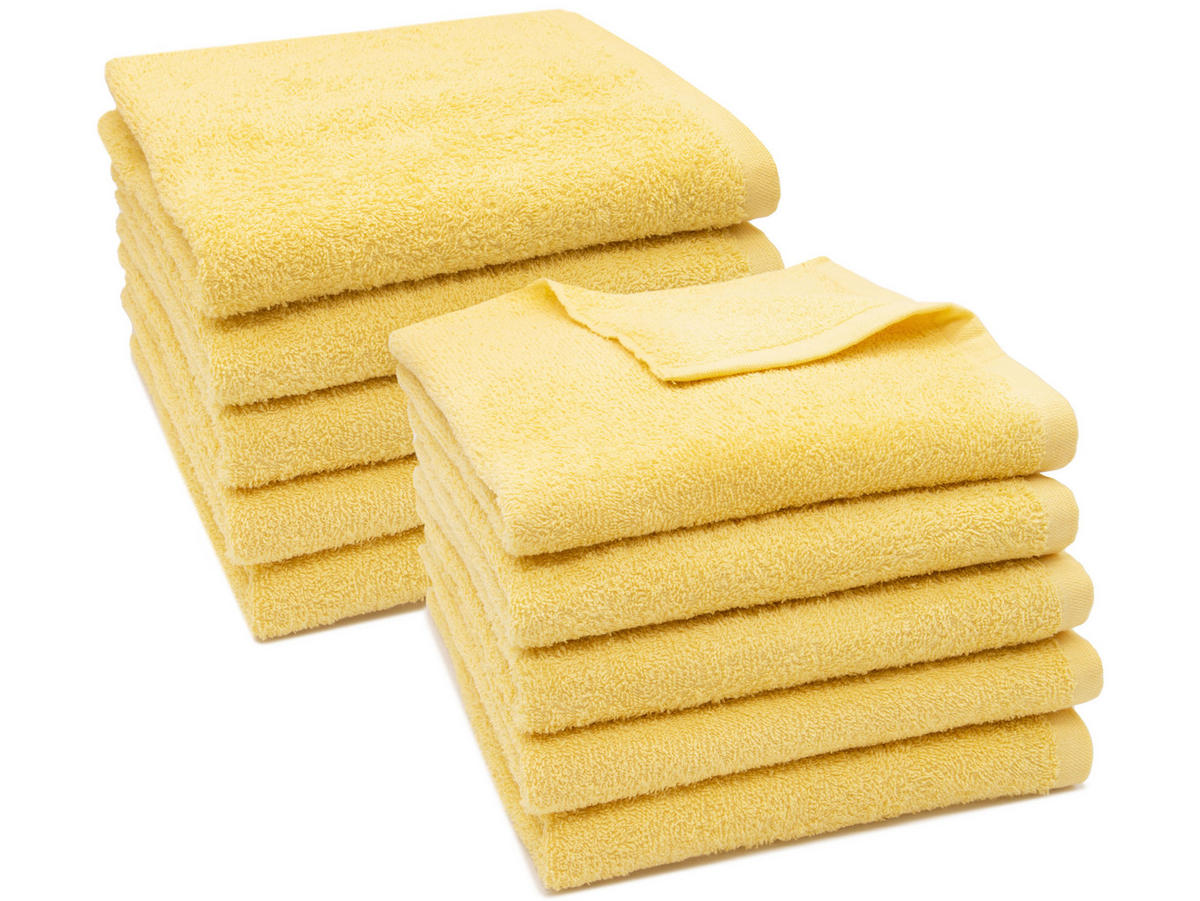HANDTÜCHER, 10er-Set, 50x100 cm, 80% Baumwolle, 20% Polyester, Gelb - Gelb, Naturmaterialien (50/100cm) - Zollner