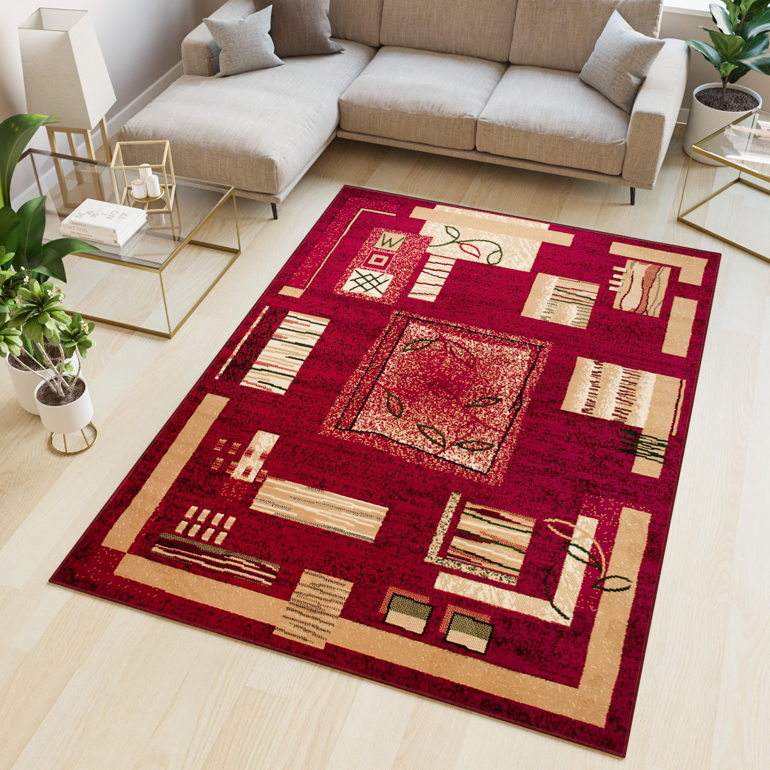 TEPPICH ATLAS Rot Beige 200/300 cm - Beige/Rot, Textil (200/300cm) - Tapiso