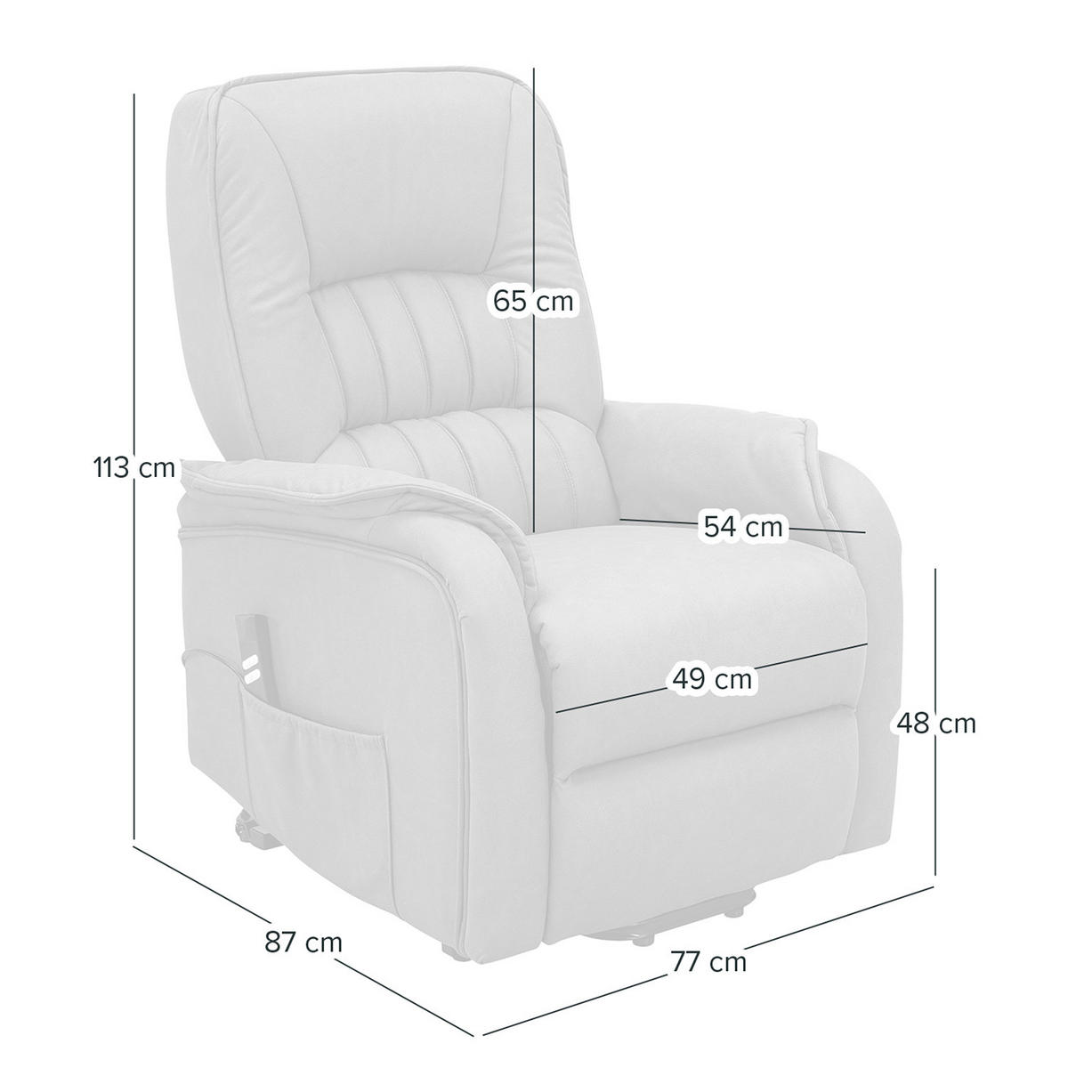 FERNSEHSESSEL mit Aufstehhilfe - Taupe - Microfaser - Taupe, Textil/Metall (77/113/87cm) - home24