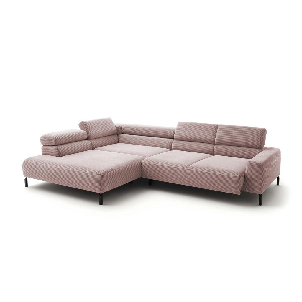 Thumbnail - Kawola Ecksofa, Pink, Textil, Echtholz, 4-Sitzer, Füllung: Komfortschaum, Ottomane links, L-Form, 276x219 cm, Wohnzimmer...