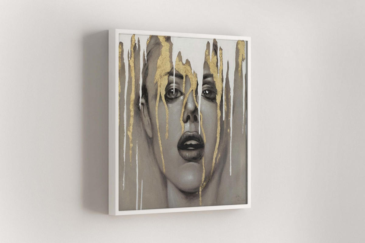 RUČNE MAĽOVANÝ AKRYLOVÝ OBRAZ 80/80 cm, biely/taupe, figurálny motív - biela/taupe, drevo/textil (80/80cm) - KUNSTLOFT
