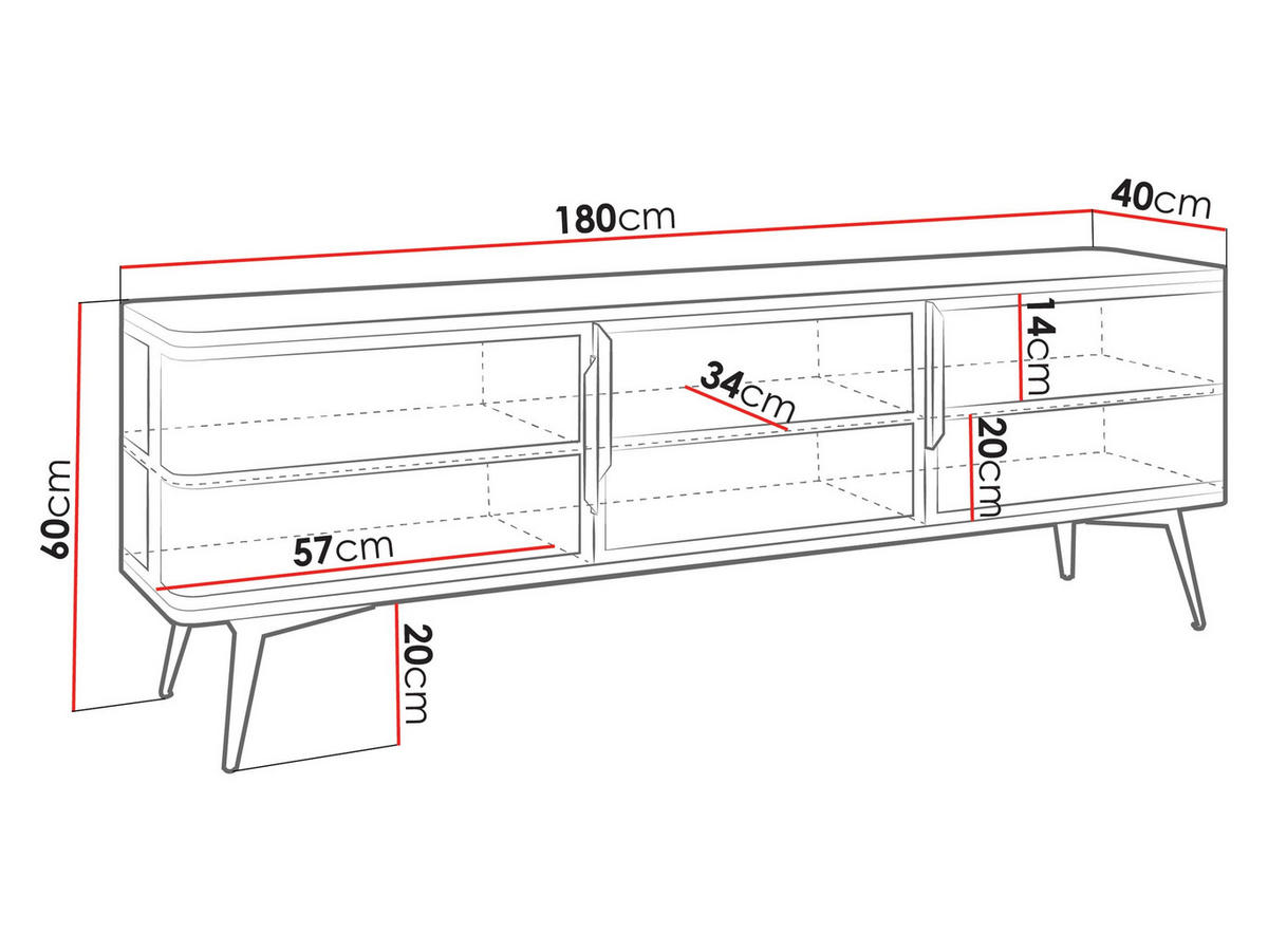 TV-LOWBOARD Modera - Kaschmir/Goldfarben, Holzwerkstoff/Metall (180/60/40cm) - MIRJAN24