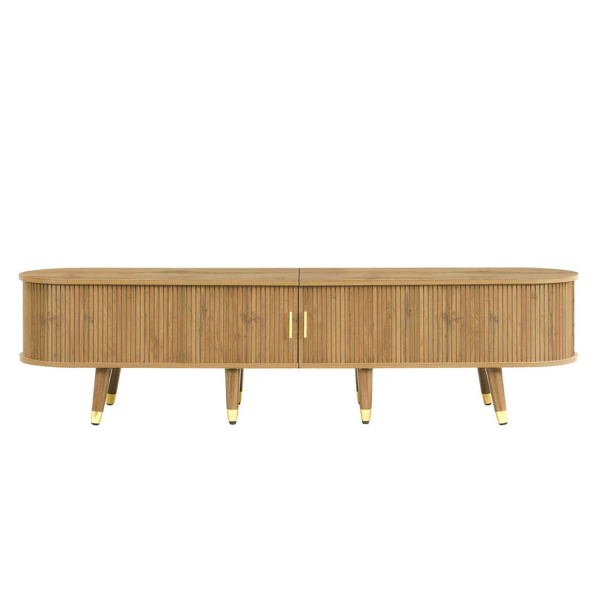 TV-ELEMENT175X38X45CM MDF SchiebetürenHolzoptik mit Kabelmanagement - Naturfarben, Holz (45.72/17.15/118cm) - Raelunyi