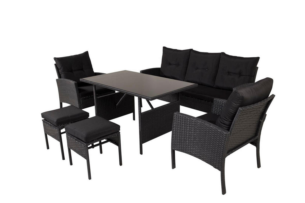 GARTENTISCHGRUPPE Schwarz - Schwarz, Holzwerkstoff - ebuy24