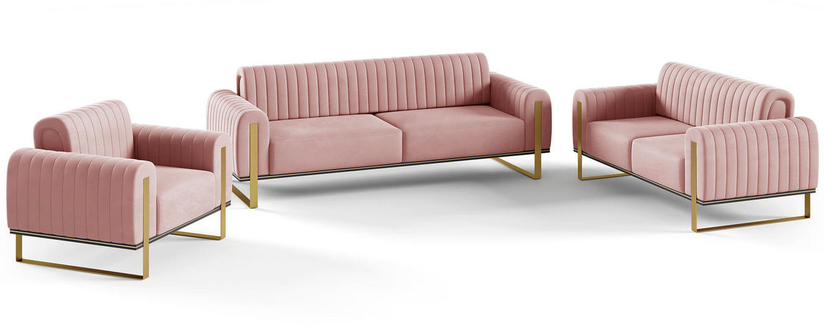 SESSEL Parissa 106 cm - Pink/Goldfarben, Holz/Metall (106/79/92cm) - Selsey