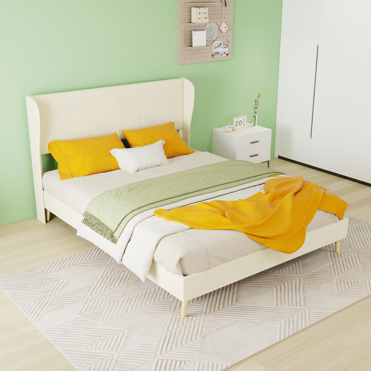 POLSTERBETT 140/200 cm DE-32997 mit Kopfteil und Matratze Beige - Beige, Metall (140/200cm) - ComfortXL