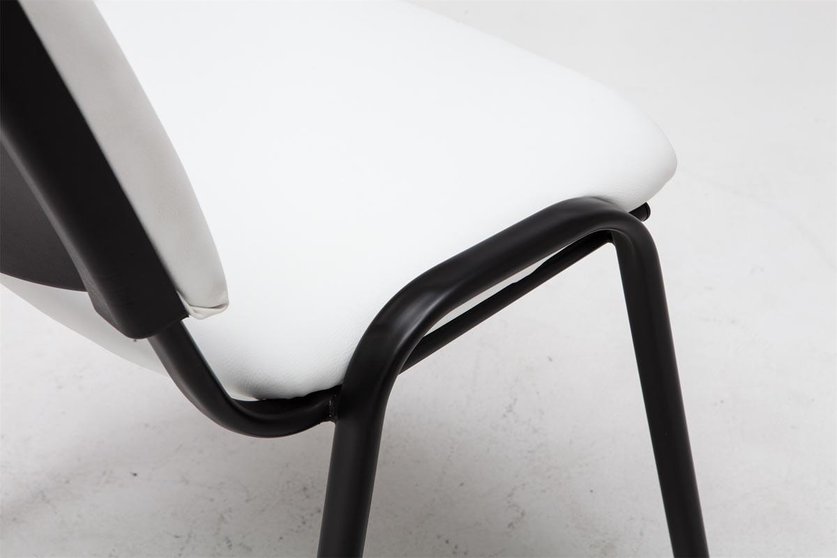 BESUCHERSTUHL Keen, Kunstleder mit Gestell Schwarz / Bezug Weiß - Schwarz/Weiß, Textil/Metall (54/79/48cm) - TPFLiving