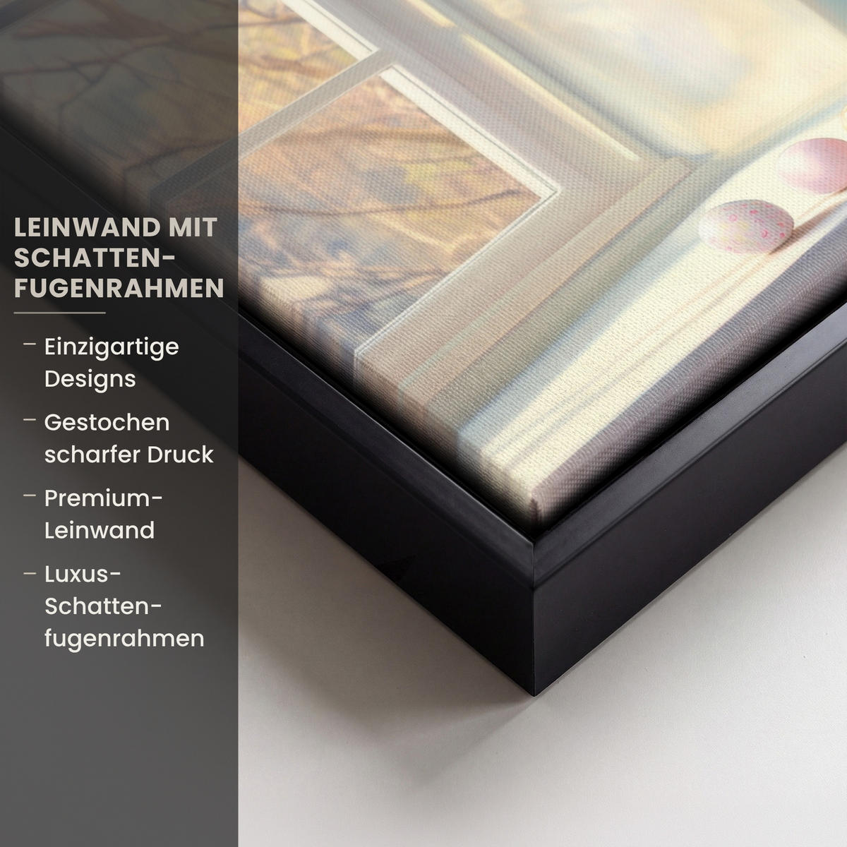 LEINWAND Bilder mit Rahmen - Stillleben - Vase - Osterzweig - 40x30 - Hellblau, Textil (40/30cm) - MuchoWow