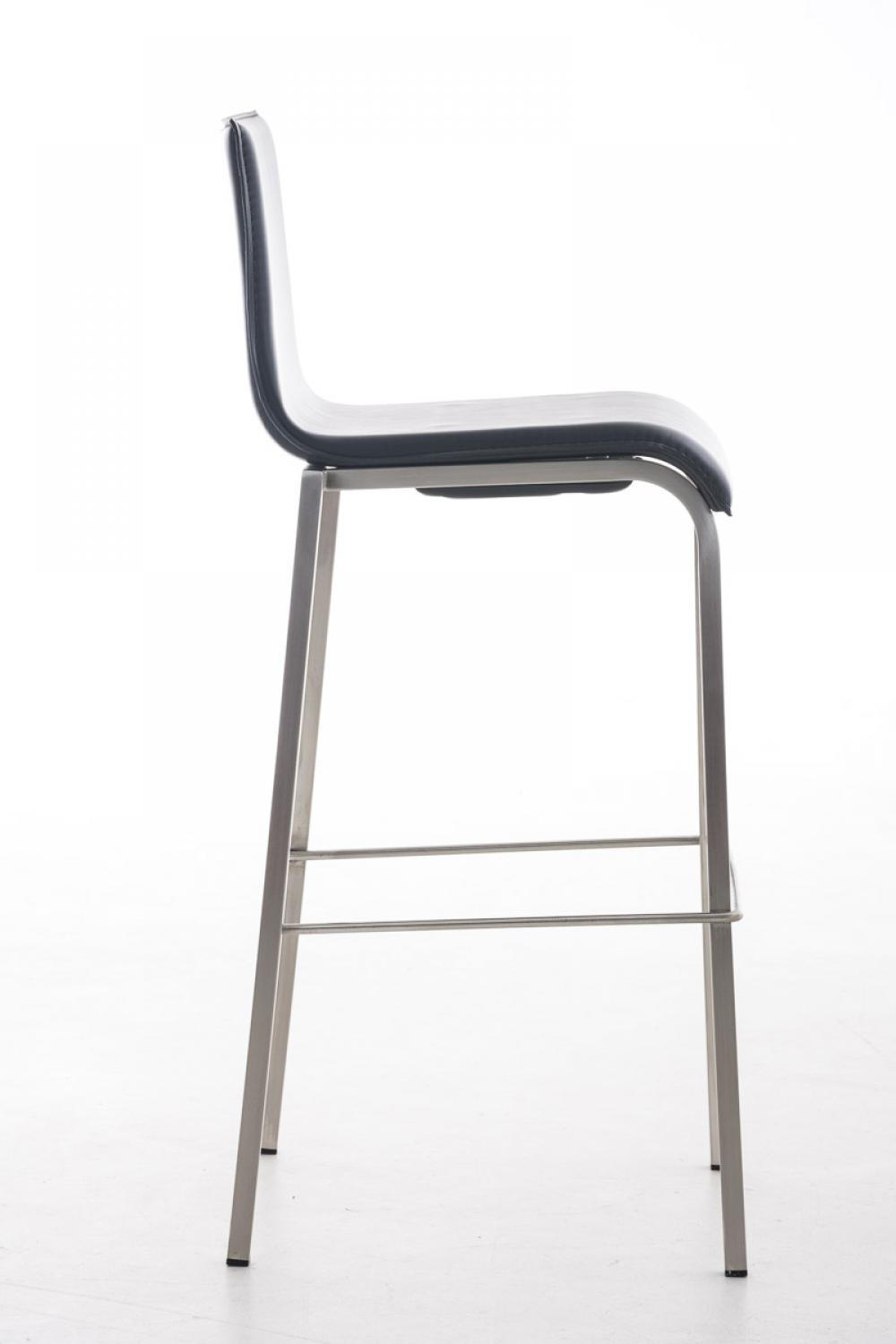 BARHOCKER Lederlook schwarz - Edelstahlfarben/Schwarz, Textil/Metall (43/103/51cm) - CLP