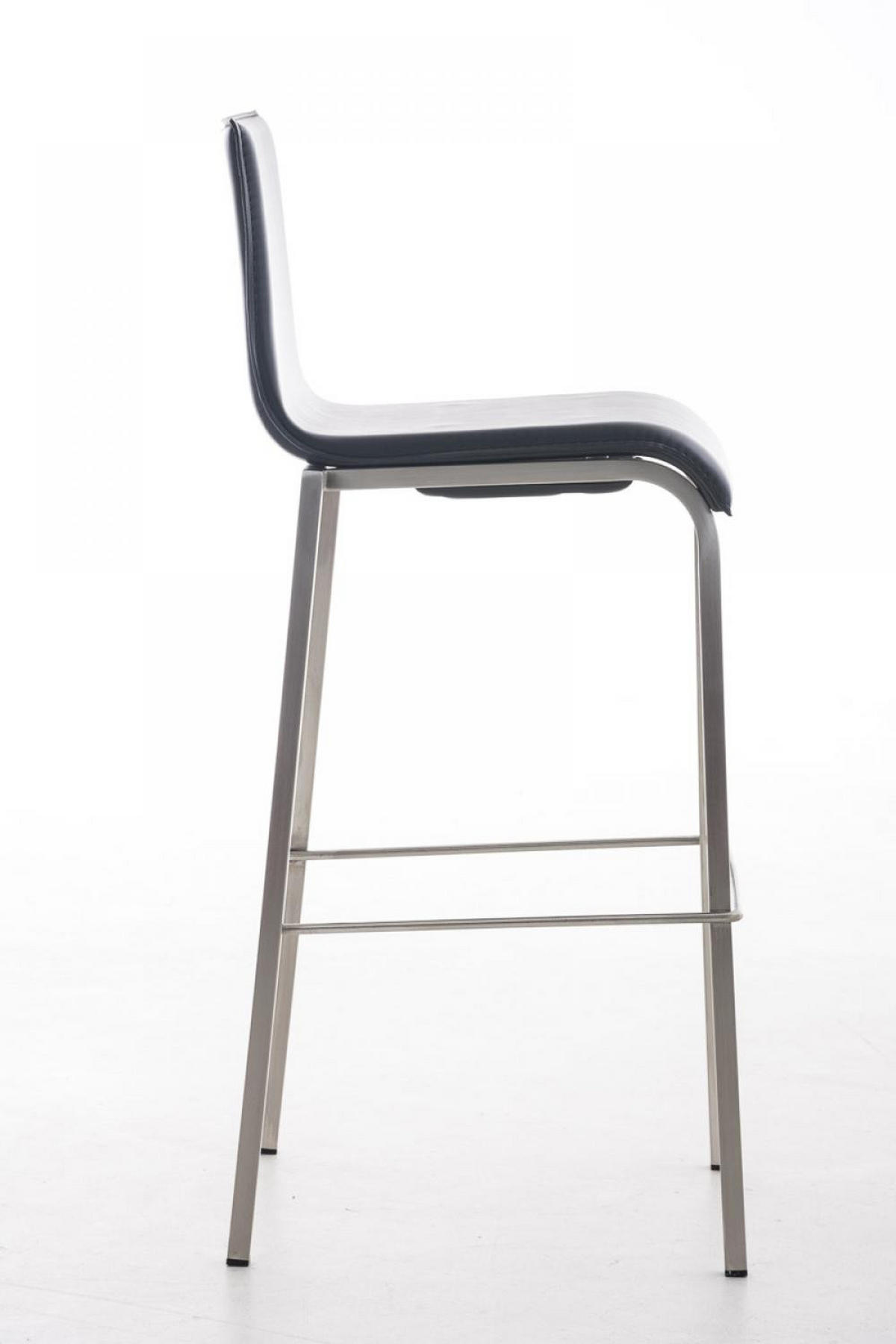 BARHOCKER Lederlook schwarz - Edelstahlfarben/Schwarz, Textil/Metall (43/103/51cm) - CLP