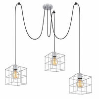 HÄNGELEUCHTE Metall Silber 3 Flammig Gitterschirme - Silberfarben, Metall (20/20/150cm) - Globo Lighting