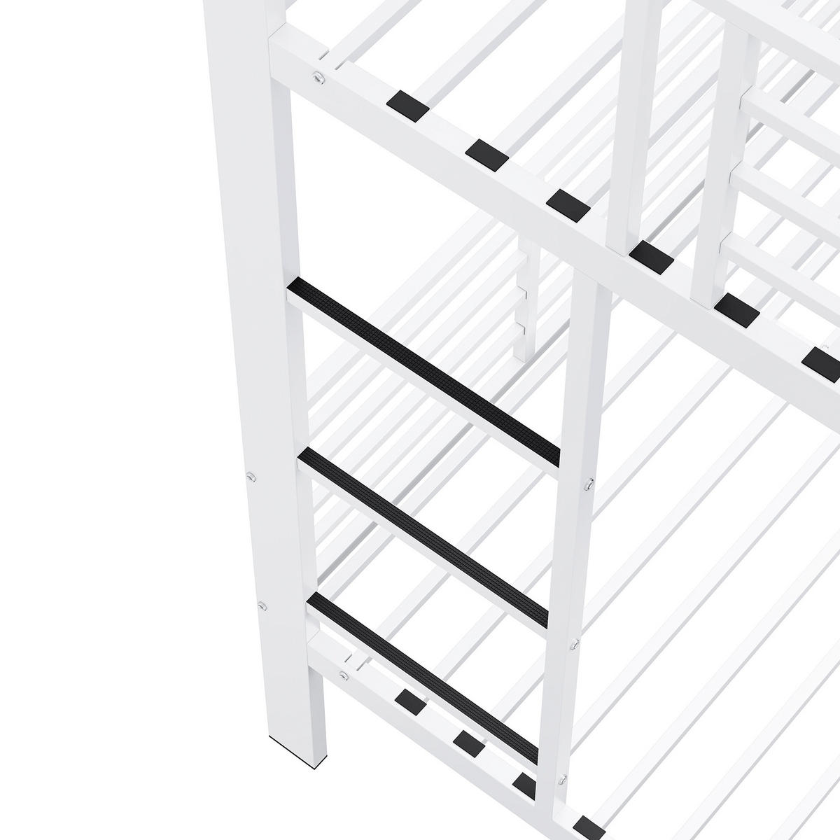 ETAGENBETT 140/200 cm aus Metall mit Rausfallschutz, geräuschlos, Mattweiß - Weiß, Metall (140/200cm) - OKMYHOME