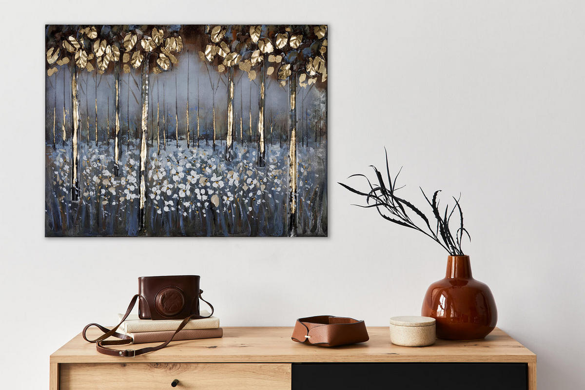 METALLBILD Weiß 100/70 cm - Weiß, Metall (4.2/70cm) - KUNSTLOFT