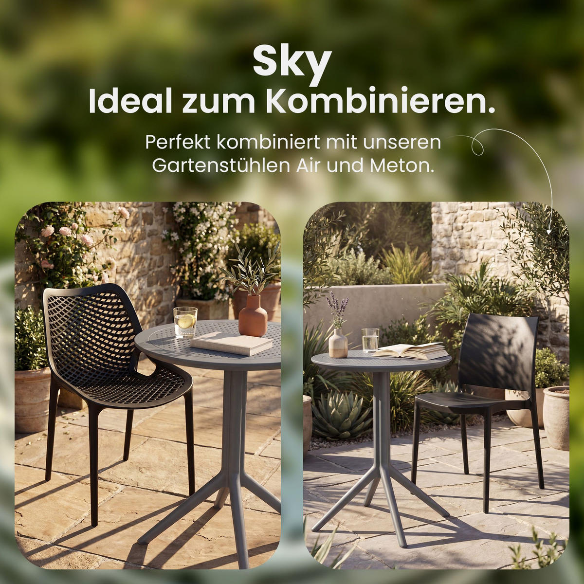 GARTENTISCH rund Kunststoff dunkelgrau - Dunkelgrau, Kunststoff (60/60/74cm) - CLP