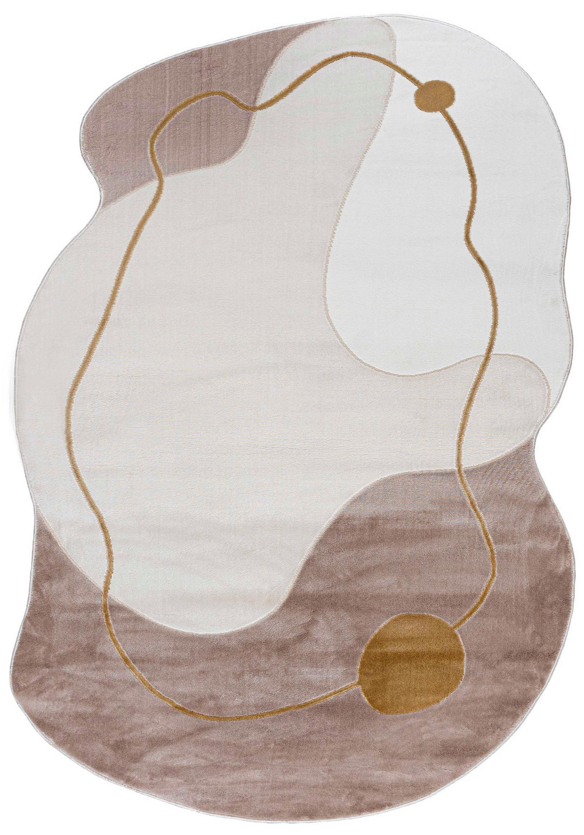 TEPPICH Beige Abstrakt - Kurzflor Unregelmäßig Unregelmäßige Form - Weiß Ecru Creme - 80 x 150 cm - Beige, Textil (80/150cm) - Mazovia