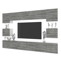 WOHNWAND Milano 3, Grau Matt, 300 cm, Grifflos - Grau, Holz (300/60/36cm) - B BELINI GROUP