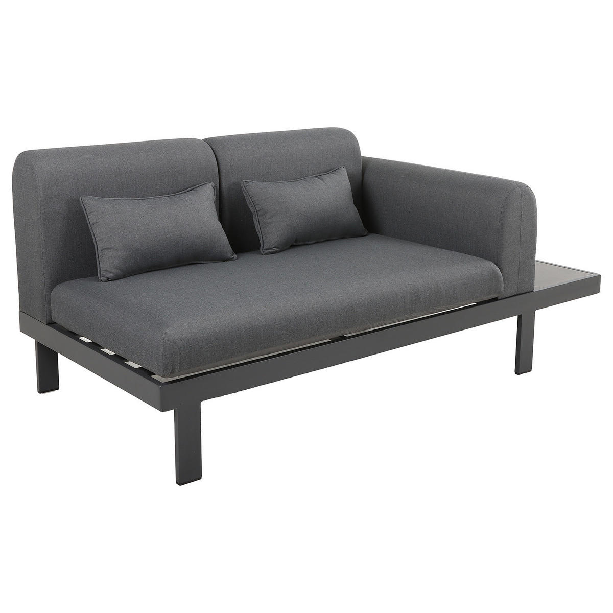 LOUNGESET - 4-teilig - Aluminium / Webstoff - Grau - Grau, Glas/Textil - home24