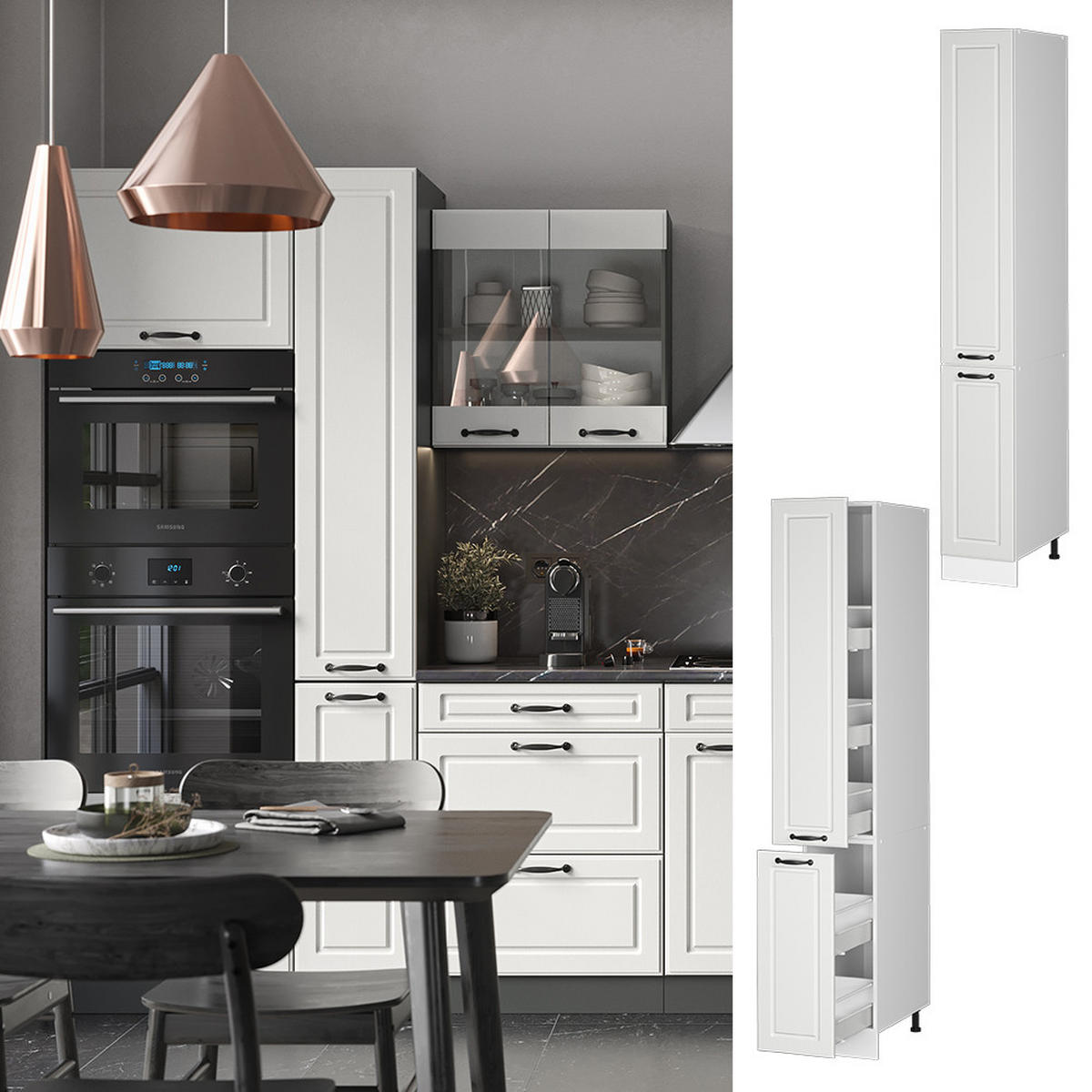 APOTHEKERSCHRANK R-Line Weiß 30 cm - Creme/Weiß, Holzwerkstoff (30/206.8/57.2cm) - Vicco