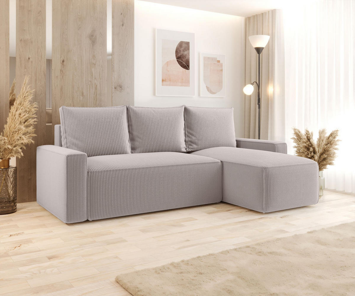 ECKSOFA mit Schlaffunktion SAVIO Poso 100 Rechts - Ecru, Textil (232/140cm) - Bedante