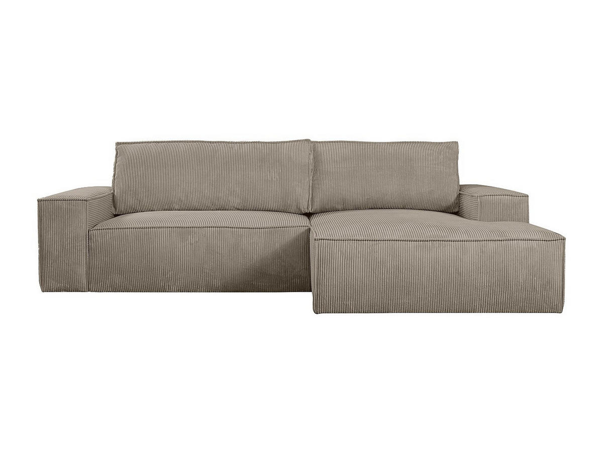 ECKSOFA mit Schlaffunktion - Ecke rechts - Cord - Taupe - AMELIA - Taupe, Textil (267/167cm) - Vente-Unique