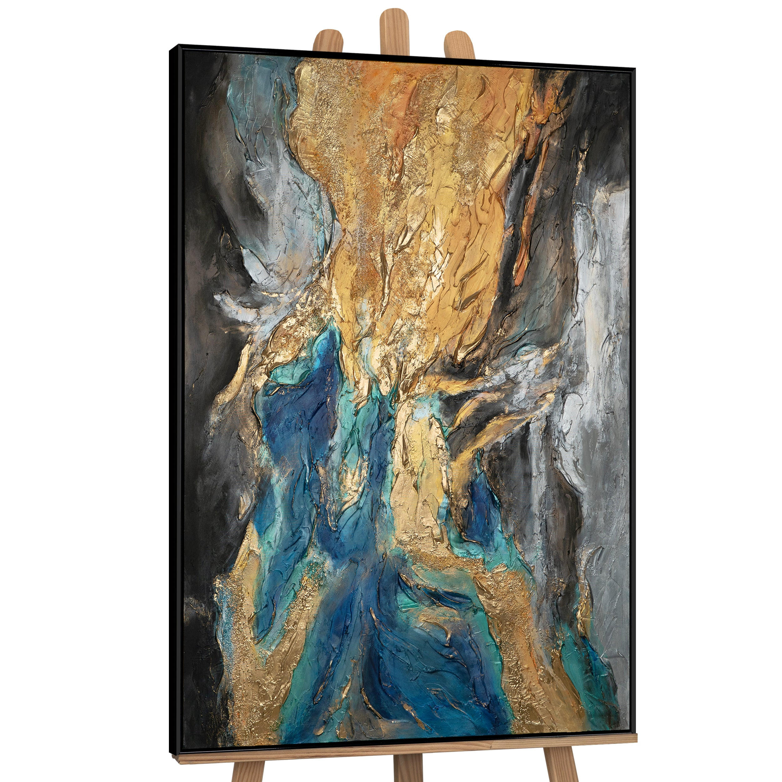 GEMÄLDE Abstrakte Symphonie Schattenfugenrahmen Schwarz 180x120 cm - Schwarz, Holz (180/120cm) - YS-art gallery
