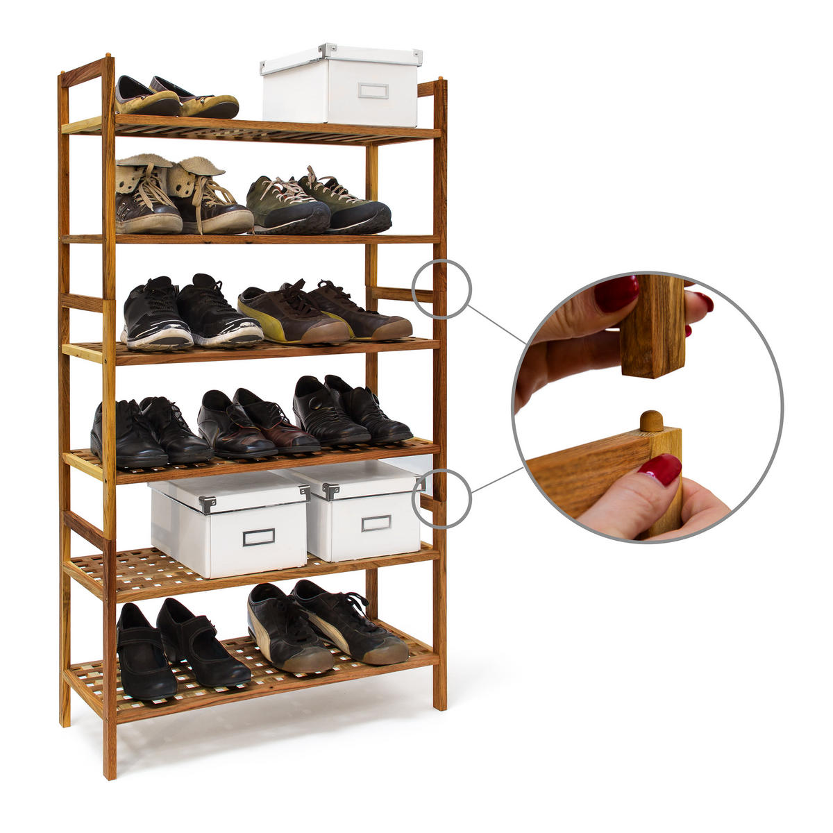 SCHUHREGAL - Hellbraun, Holz (69/40.5/26cm) - Relaxdays