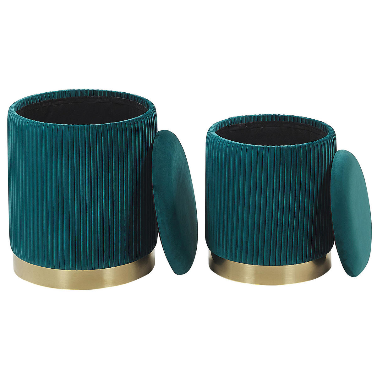 POUF 2er-Set Smaragdgrün Miramar - Blau, Textil (35/44/35cm) - Beliani