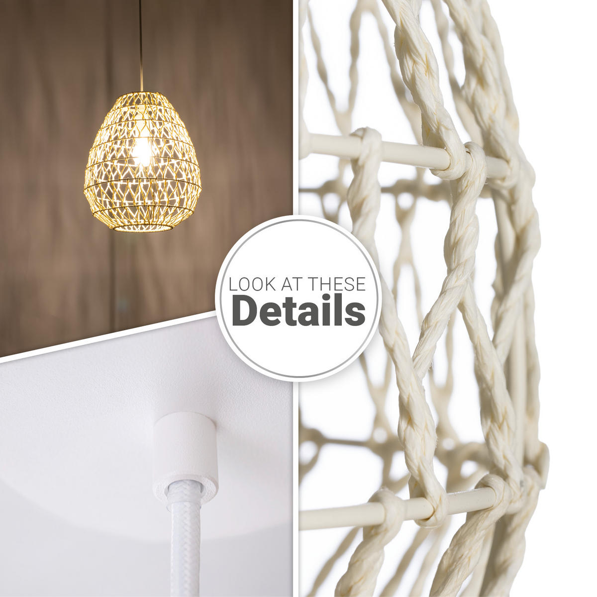 PENDELLEUCHTE Kageeg - Schwarz/Weiß, Metall (30/30/33cm) - Paco Home