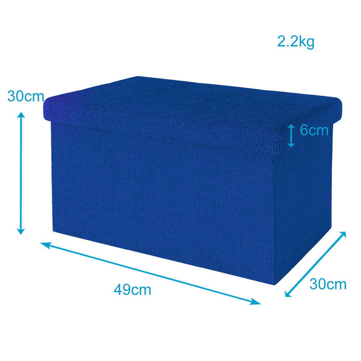 SITZBOX Faltbar mit Stauraum 49/30/30 cm (Blau) - Blau, Textil (30/30/49cm) - Intirilife