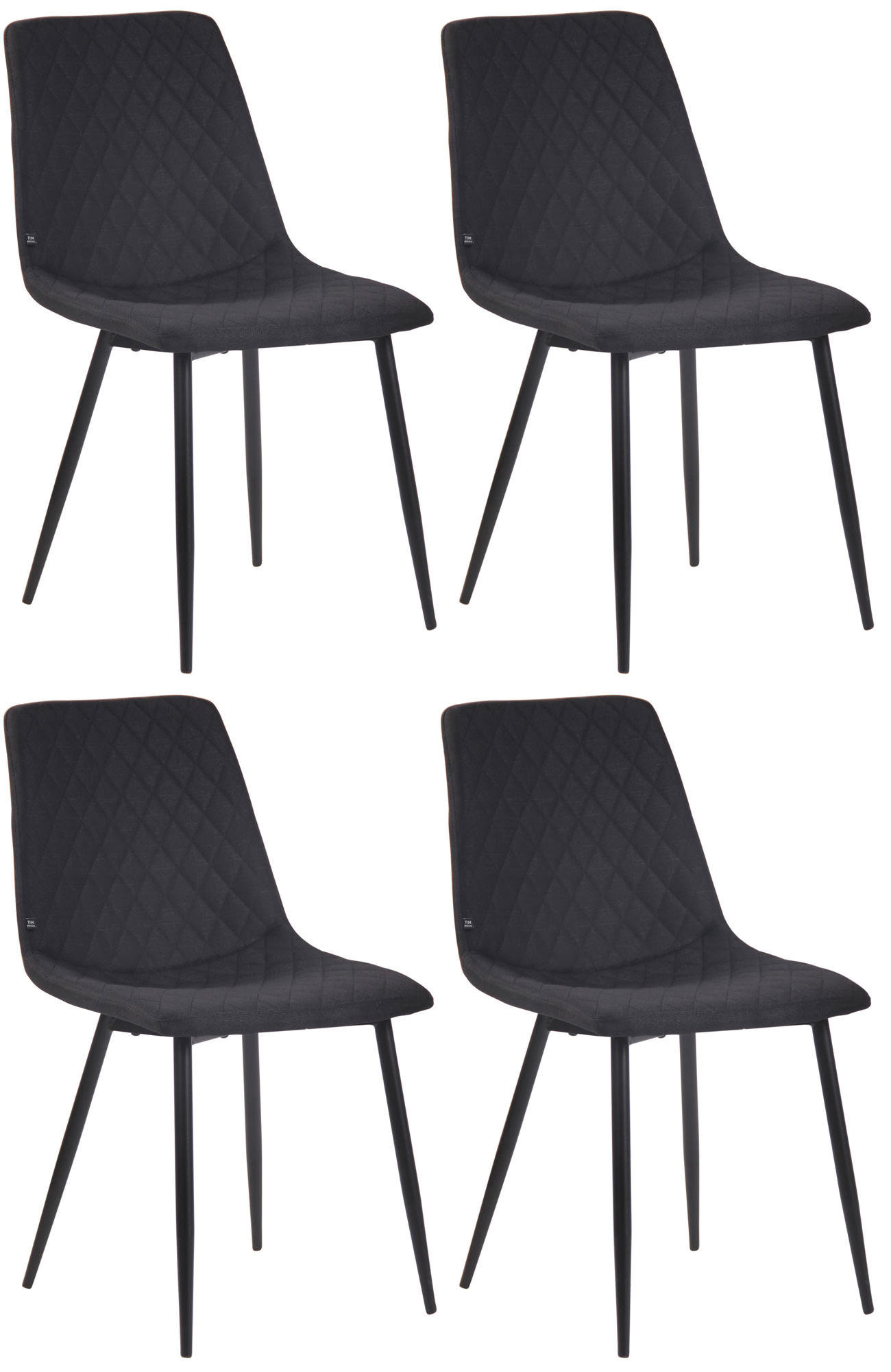 STUHL 4er Set Stoff schwarz - Schwarz, Textil/Metall (45/83/57cm) - CLP
