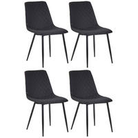 STUHL 4er Set Stoff schwarz - Schwarz, Textil/Metall (45/83/57cm) - CLP