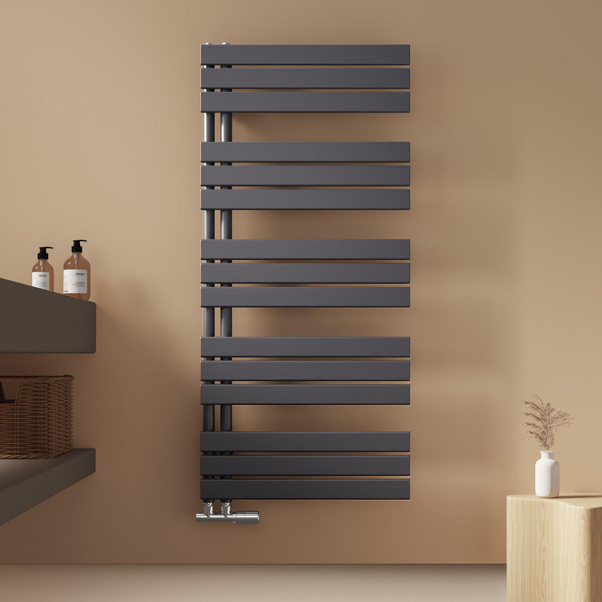 HEIZKÖRPER wasserführend Anthrazit 132/60/5,9 cm - Anthrazit, Metall (60/132/5.9cm) - EMKE