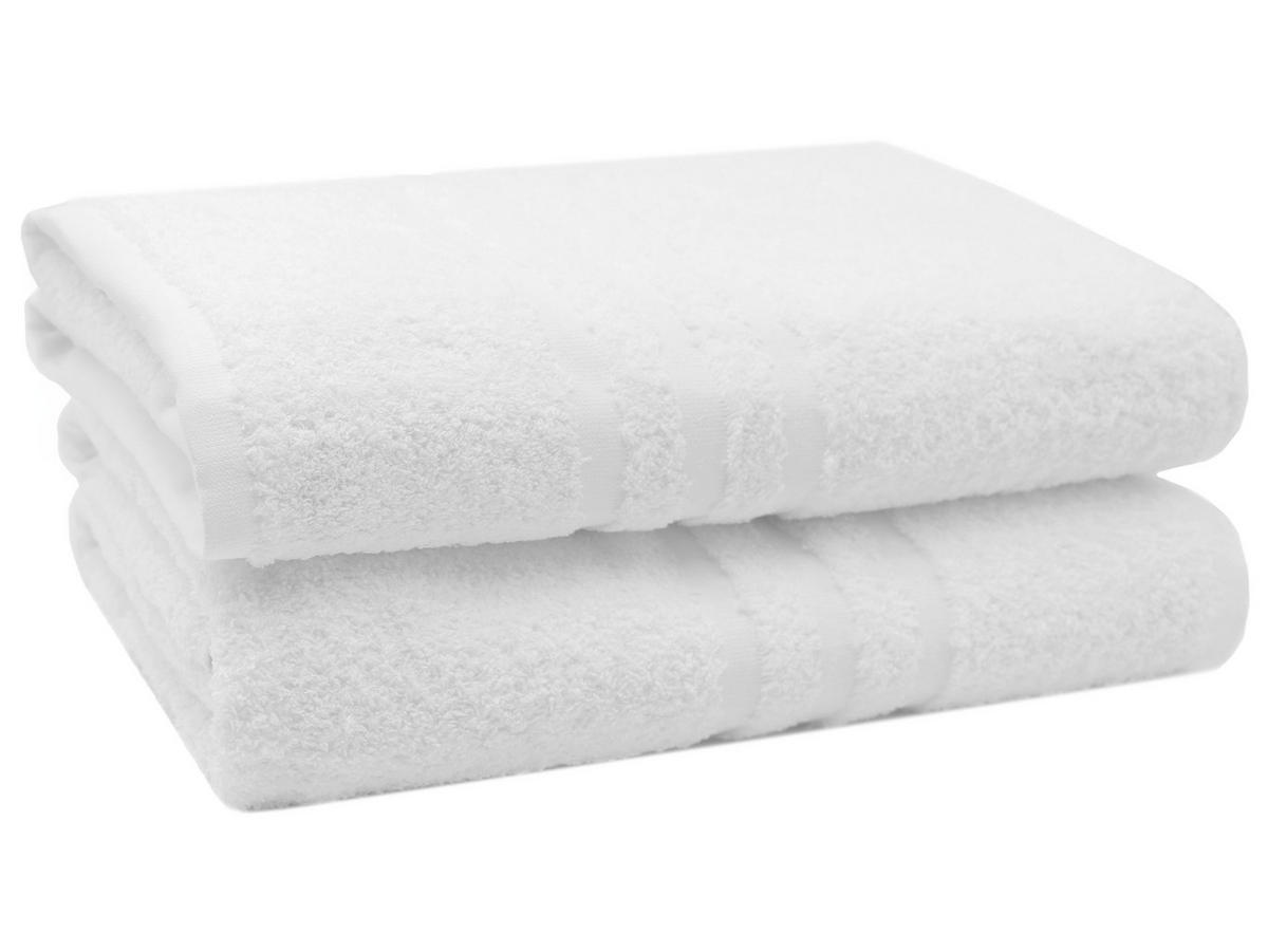 BADETUCH, 2er-Set, 100x150 cm, 100% Baumwolle, Weiß - Weiß, Textil (100/150cm) - Zollner