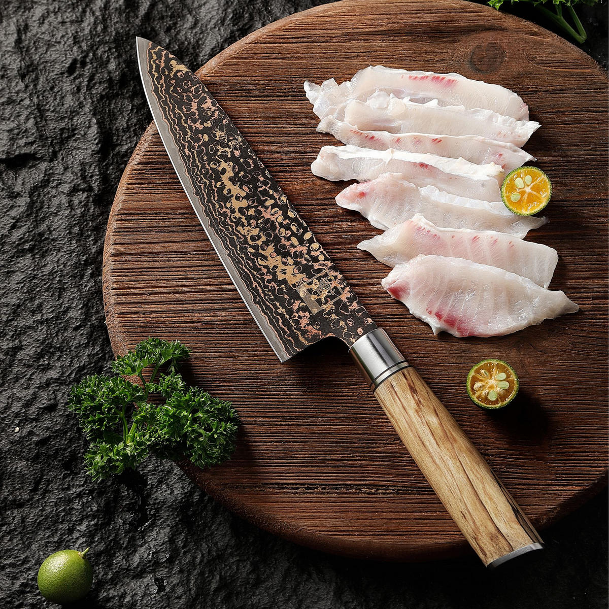 CHEFMESSER 19 cm - Ahornfarben, Holz/Metall (33cm) - Zayiko