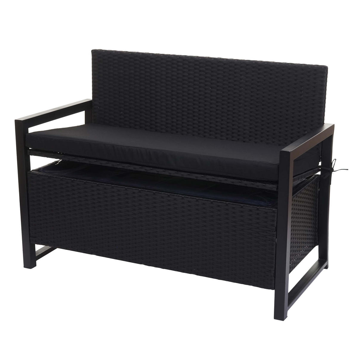 POLY-RATTAN 2ER SITZBANK Anthrazit, Schwarz - Anthrazit/Schwarz, Kunststoff (117/87/57cm) - MCW