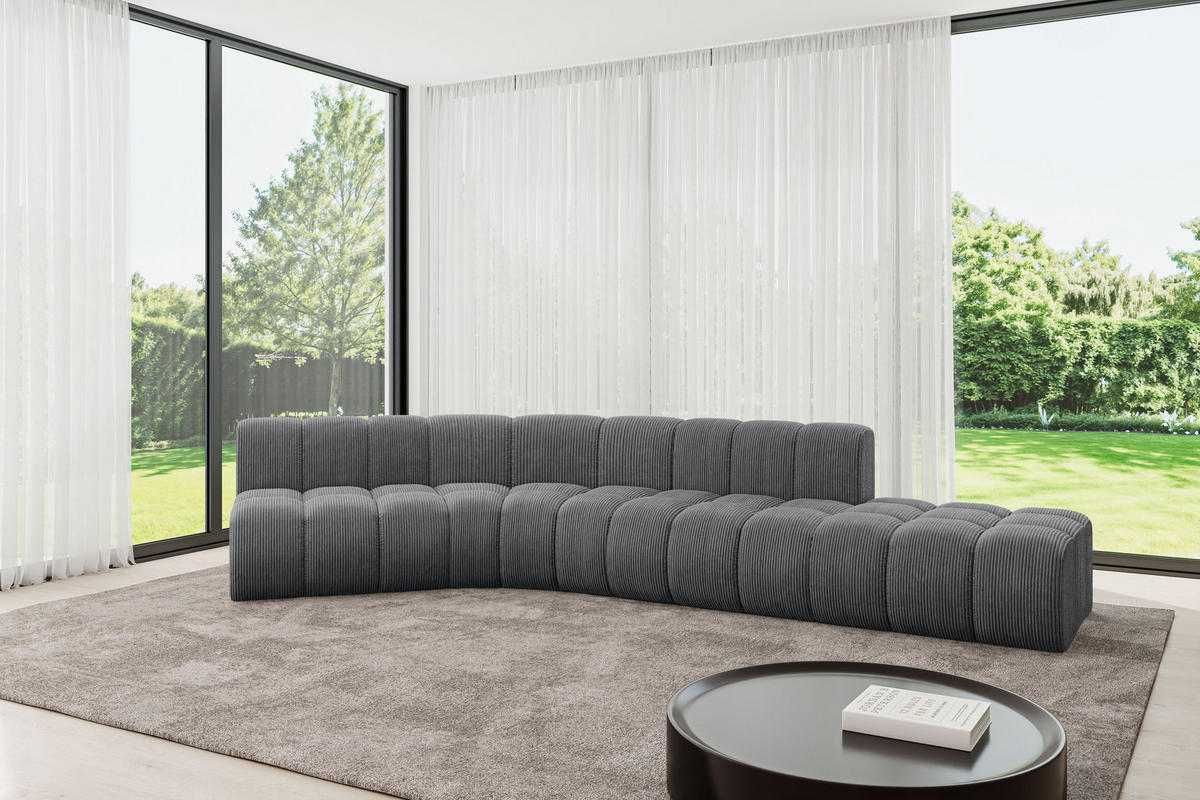 ECKSOFA modulares Sofa Brilo-L1 - 380x174x70 cm Dunkelgrau - Dunkelgrau, Holzwerkstoff/Textil (380/174cm) - ALTDECOR