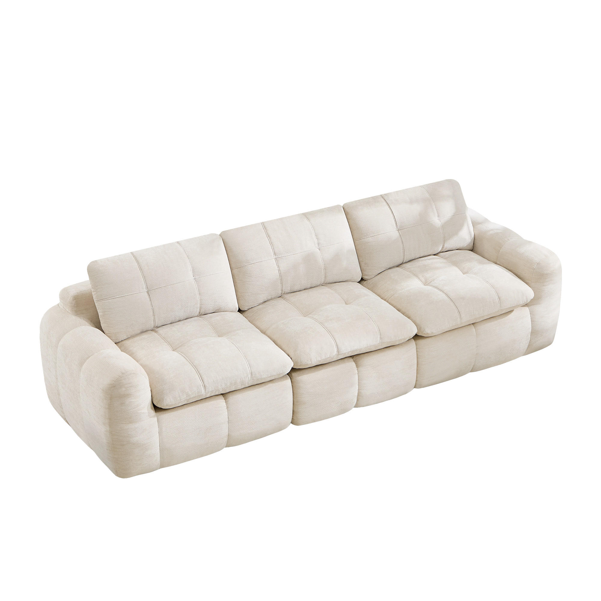 3-SITZER-SOFA DE-34464 Karostepp-Design und 32D-Schaum Beige - Beige, Textil (97/68/264cm) - ComfortXL