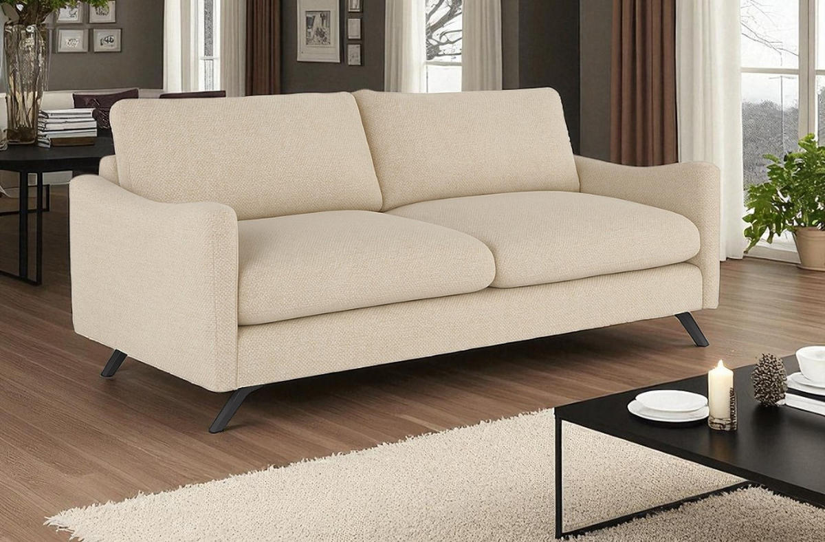SOFA CLOUD mit schwarz Metallbeinen, Beige - Beige, Textil (235/98/107cm) - KS Home Concept