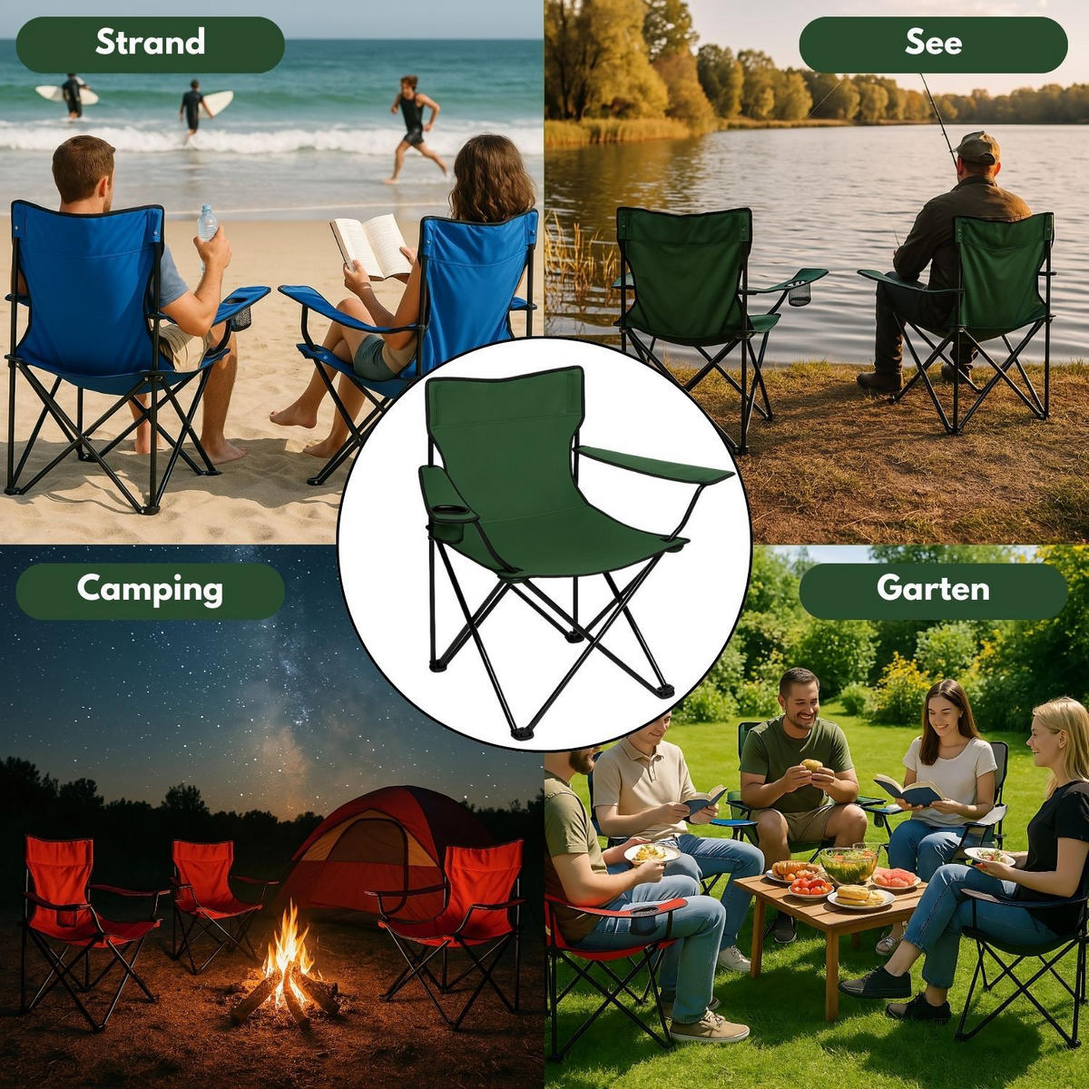 CAMPINGSTUHL FALTBAR in Grün - Grün, Metall (50/80/50cm) - Coemo