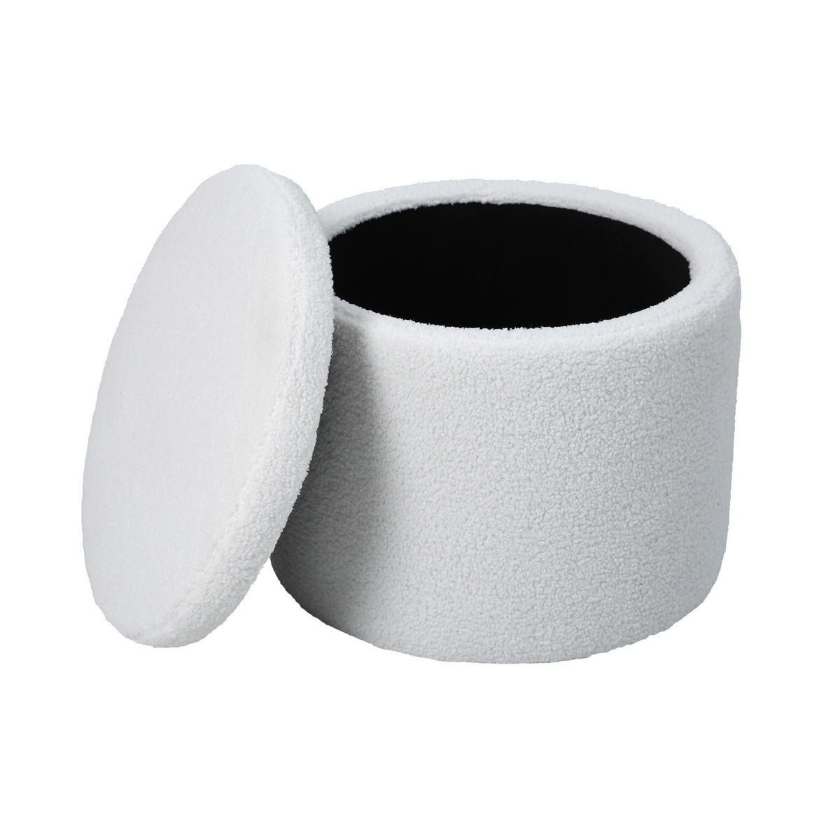 HOCKER AMBER Teddy Weiß - Weiß, Textil (44/35/44cm) - SVITA