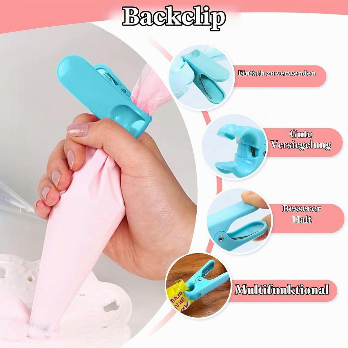 SPRITZBEUTEL Set 100 Stück mit 6 Edelstahl-Tüllen - Transparent, Kunststoff (19/1/30cm)