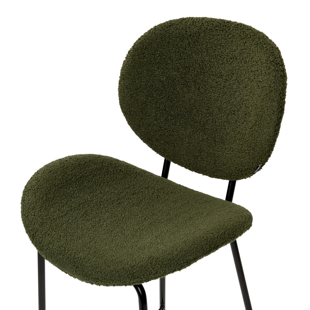 BARSTUHL 2er-Set Bouclé dunkelgrün/schwarz Luana - Schwarz/Grün, Textil (52/116/48cm) - Beliani
