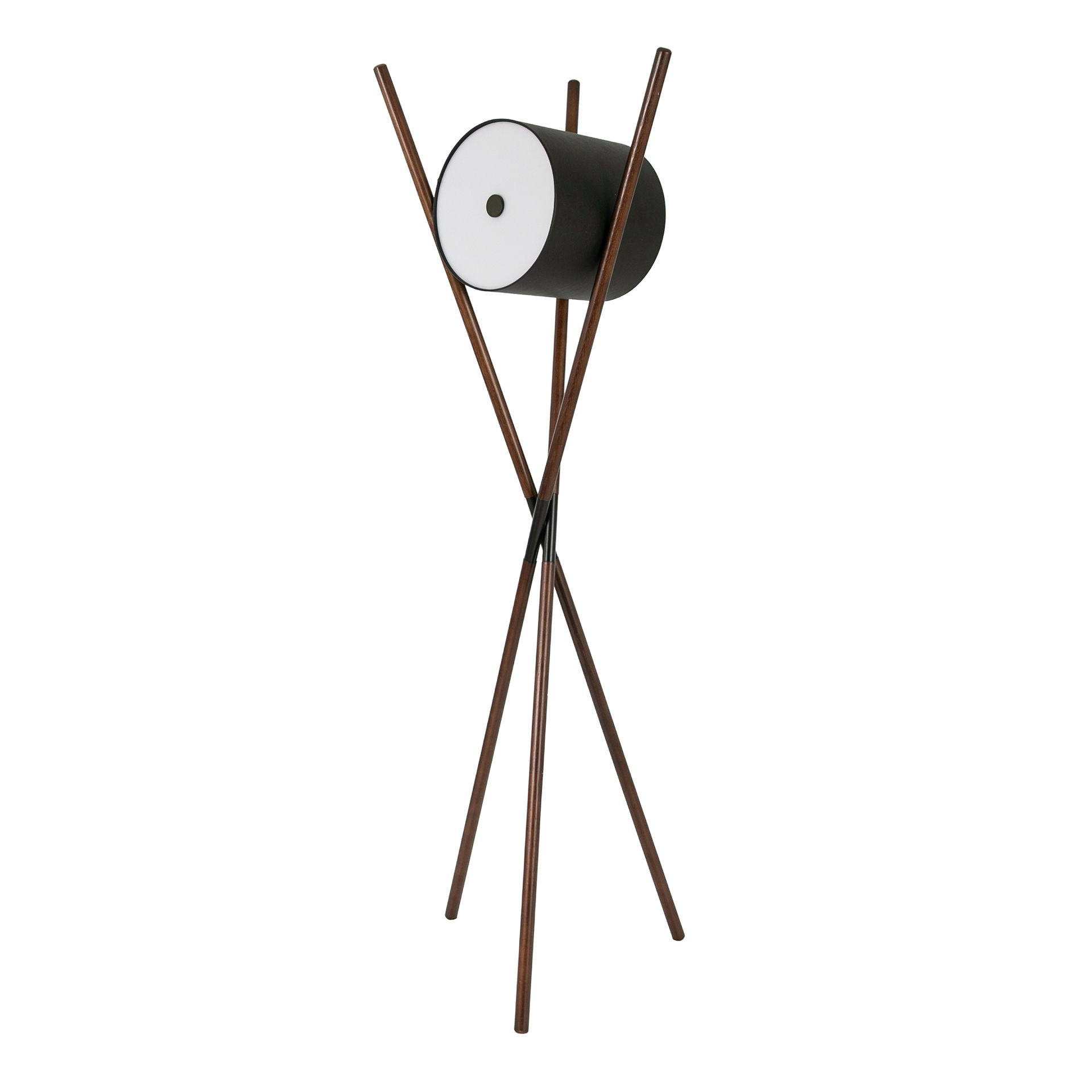 STEHLEUCHTE aus Holz, Kunstleder und dunklem Nussbaum 57/51/173 cm - Walnussfarben, Holz/Metall (51/57/173cm) - The Lumine