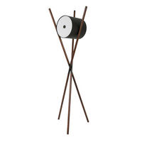 STEHLEUCHTE aus Holz, Kunstleder und dunklem Nussbaum 57/51/173 cm - Walnussfarben, Holz/Metall (51/57/173cm) - The Lumine