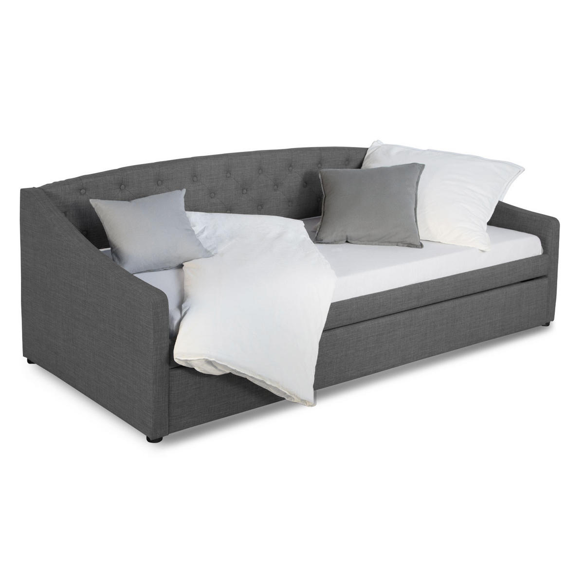 POLSTERBETT ausziehbar 140/200 cm in Grau - Grau, Textil (90/200cm) - Homestyle4u
