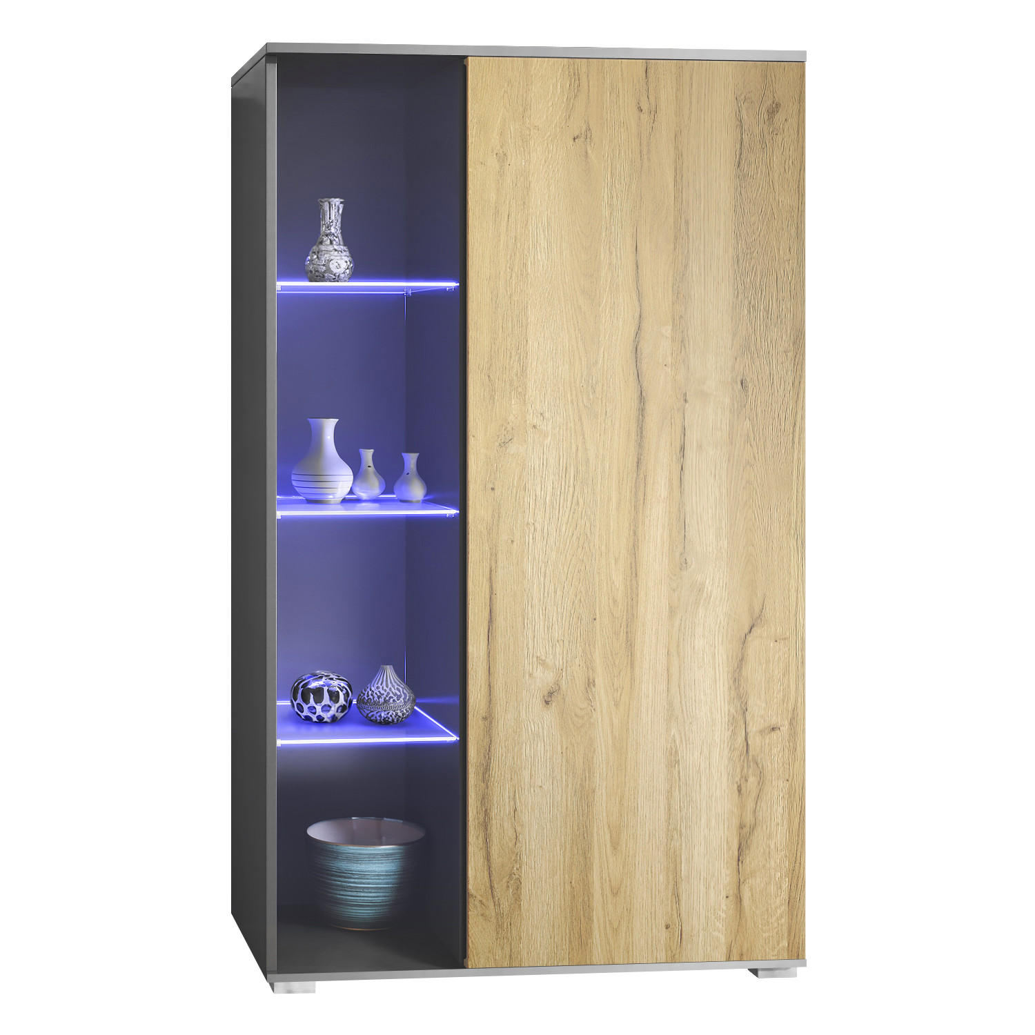 VITRINE Davos Eiche Natur - Eichefarben, Holzwerkstoff (71.5/134/35cm) - Vladon