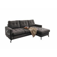ECKSOFA mit Schlaffunktion und Bettkasten, Luxus-Mikrofaser - Anthrazit/Schwarz, Textil/Metall (150/230cm) - myHomelando